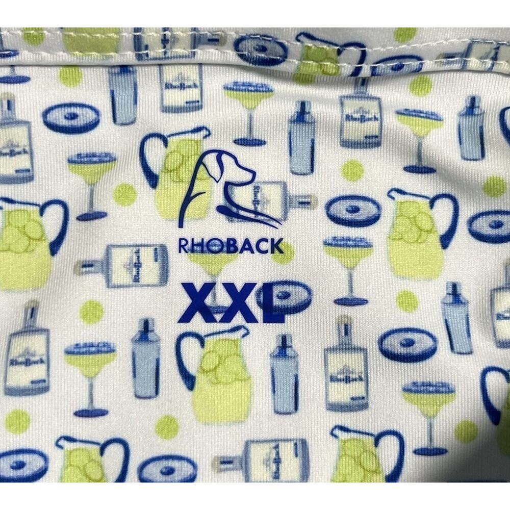Men's Patterned Short-Sleeve Rhoback - White with Blue & Lime Cocktail Print - Picture 7 of 13